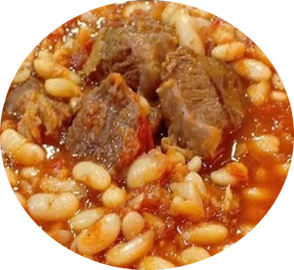 white beans with diced meat