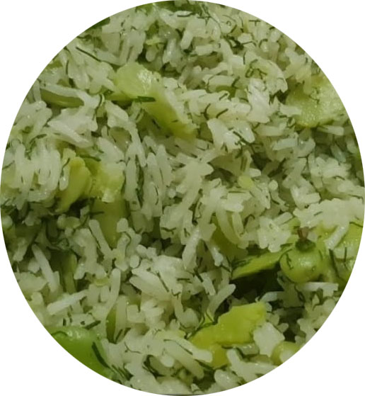 Rice with green broad beans